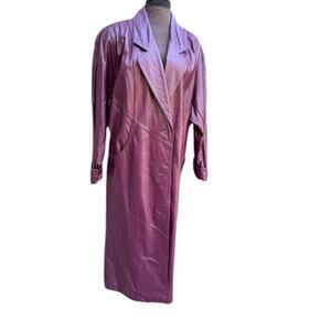 Vtg 90s Burgundy Leather Long Minimalist Western Oversized Matrix Coat Womens S